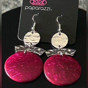 Paparazzi Fuchsia and Silver Statement Earrings